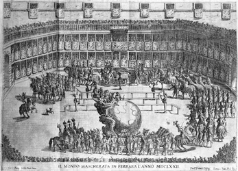 Processione del Globo, Ferrara, inciso da Lorenzo Tinti